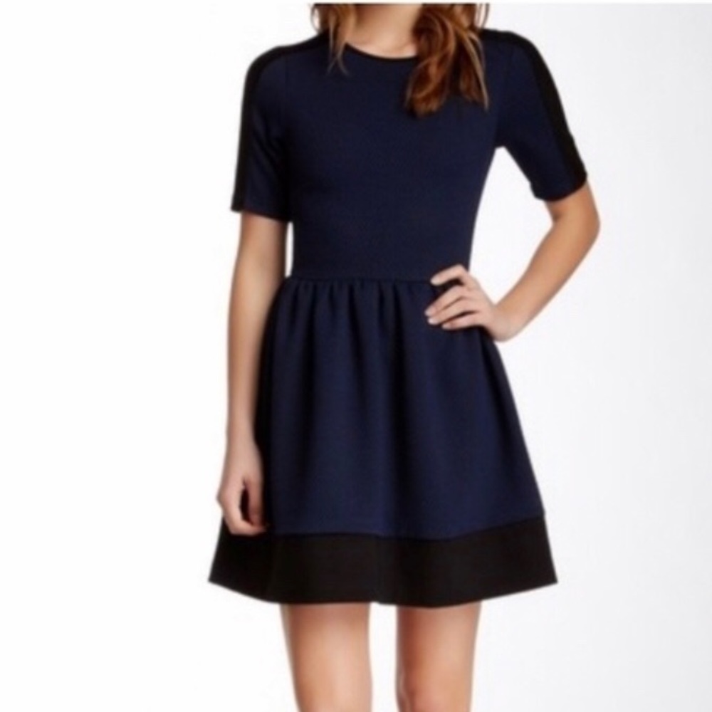 Love Ady Black Blue Fit and Flare Dress. Size XS.